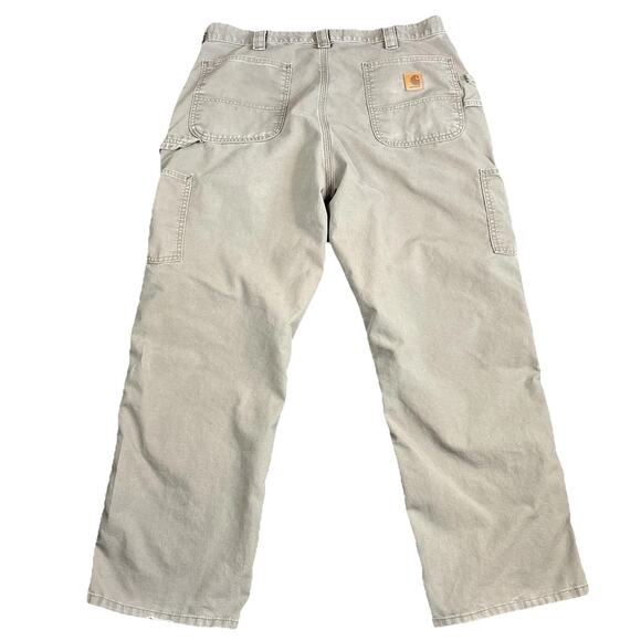Carhartt Mens Canvas Loose Fit Work Dungaree Khaki 38x20 Rugged Workwear Outdoor - Picture 2 of 12